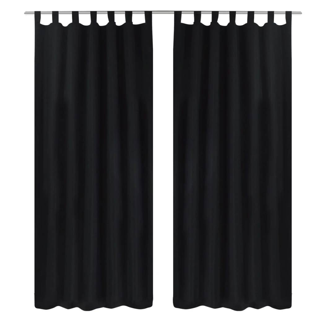 Vorhänge Gardinen aus Satin 2-teilig 140 x 225 cm Schwarz