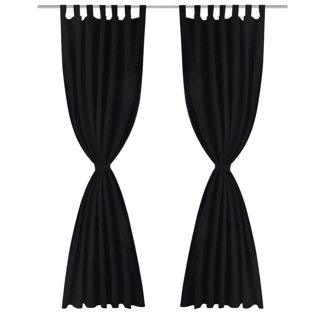 Vorhänge Gardinen aus Satin 2-teilig 140 x 225 cm Schwarz