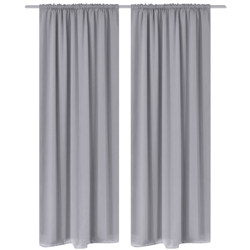 2 Stk. Grau Verdunkelungs-Vorhänge mit Schlitzkopf 135 x 245 cm