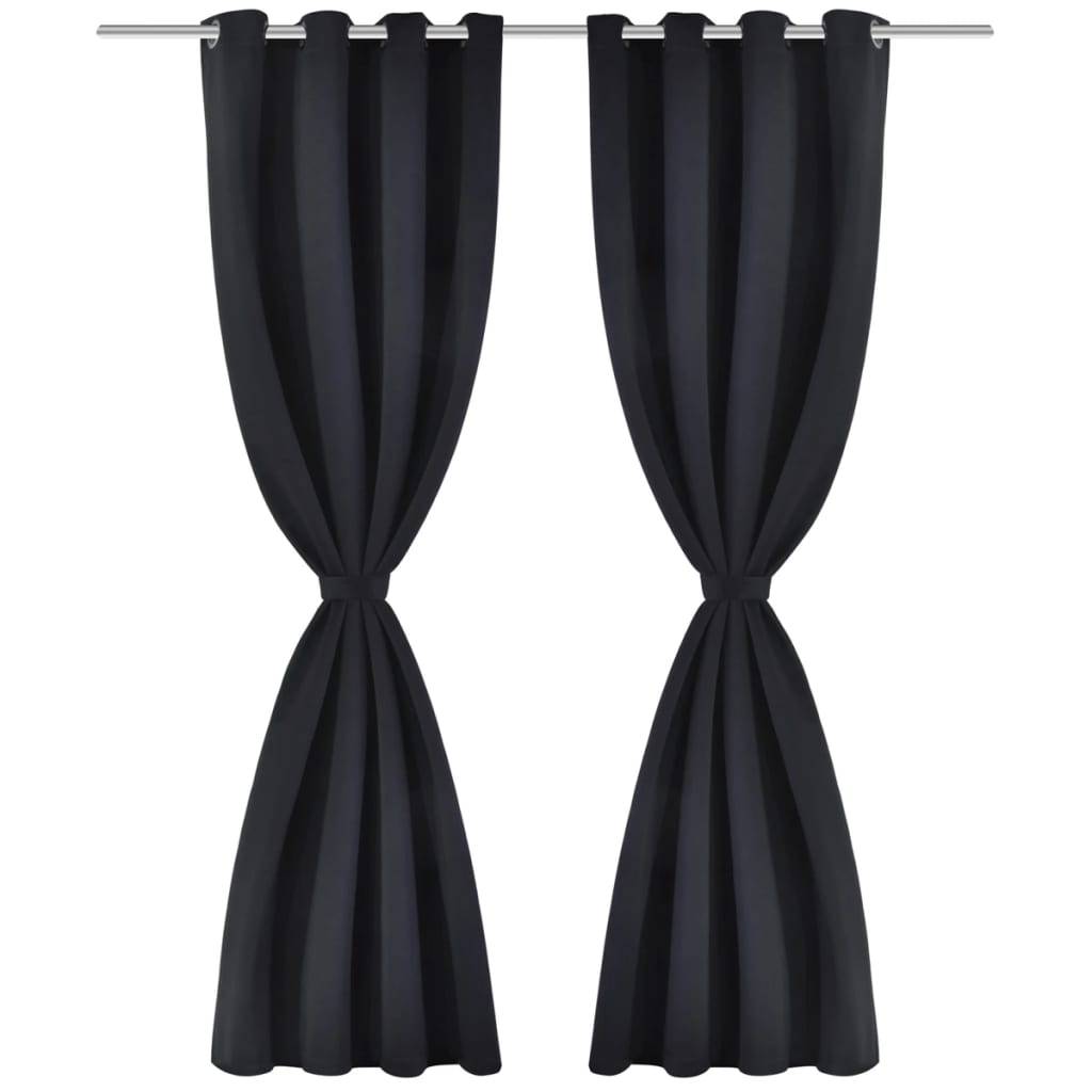 vidaXL Verdunkelungsvorhänge 2 Stk. mit Metallösen 135x175 cm Schwarz