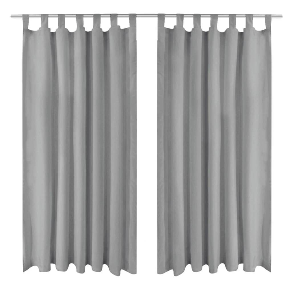 vidaXL Vorhänge aus Mikro-Satin 2 Stk. mit Schlaufen 140×225 cm Grau