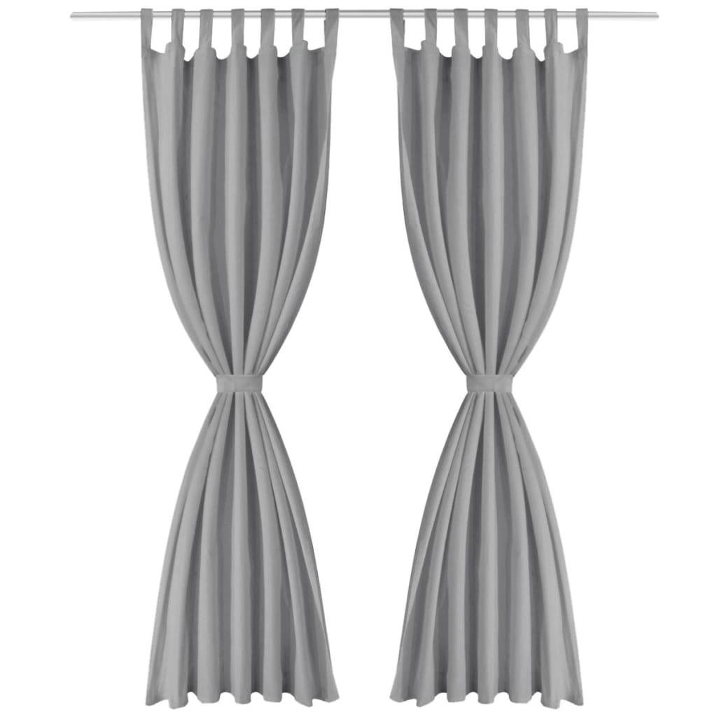vidaXL Vorhänge aus Mikro-Satin 2 Stk. mit Schlaufen 140×225 cm Grau