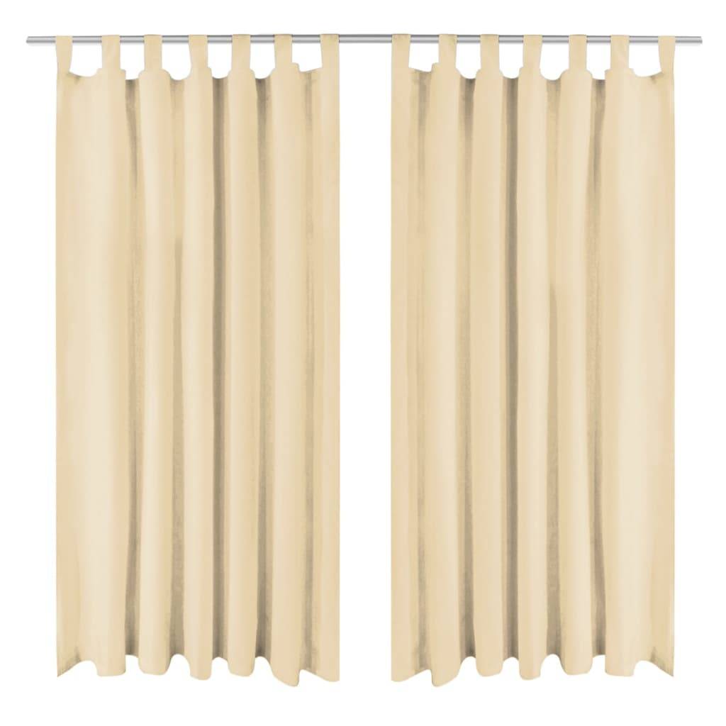 vidaXL Vorhänge Mikro-Satin 2 Stk. mit Schlaufen 140x245 cm Beige
