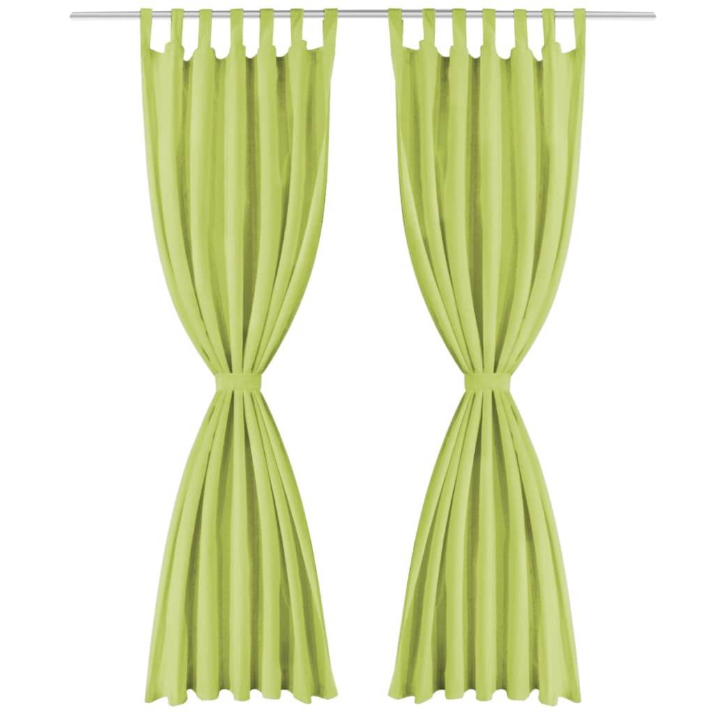 vidaXL Vorhänge Mikro-Satin 2 Stk. mit Schlaufen 140×225 cm Grün