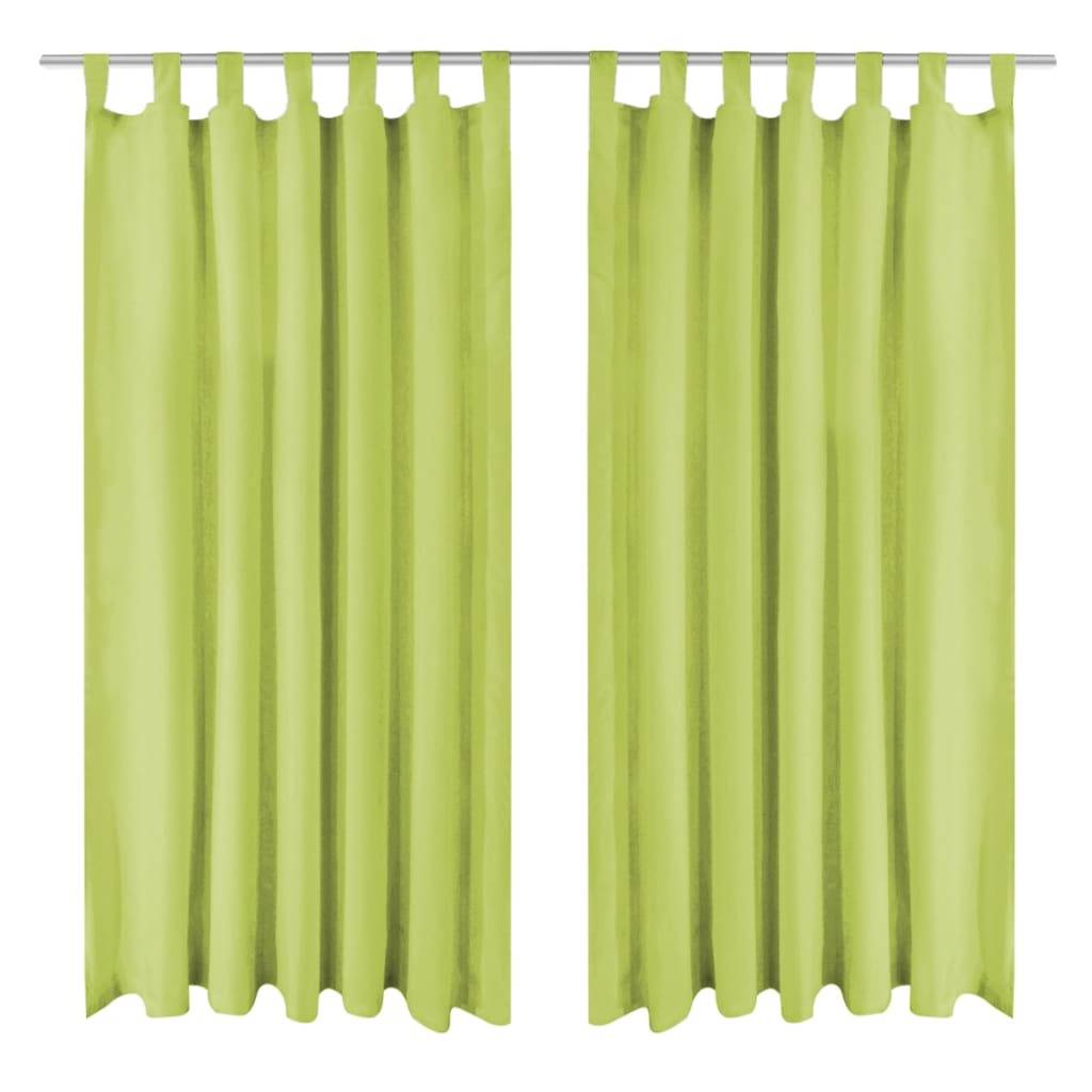 vidaXL Vorhänge Mikro-Satin 2 Stk. mit Schlaufen 140×225 cm Grün