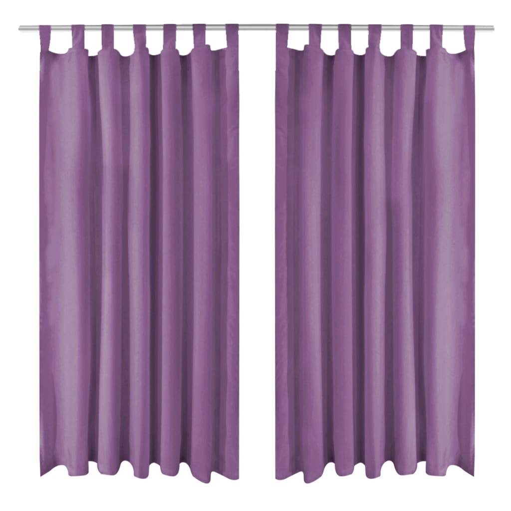 vidaXL Vorhänge Mikro-Satin 2 Stk. mit Schlaufen 140×225 cm Lila