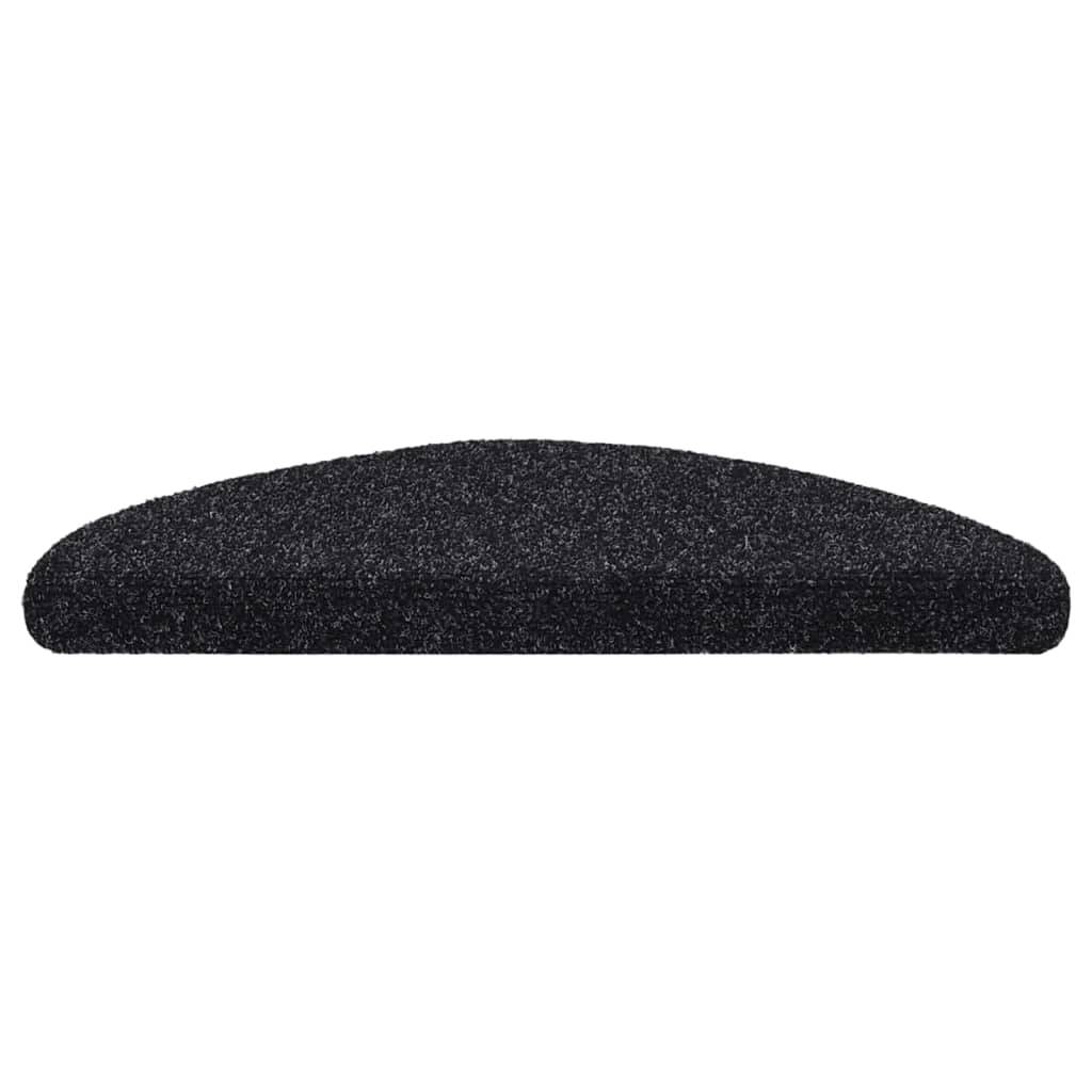 vidaXL 15 Stk. Selbstkl. Treppenmatten Nadelvlies 56x17x3cm Schwarz