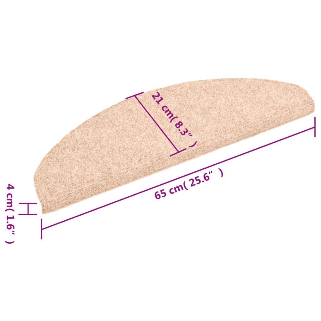 vidaXL 15-tlg Selbstklebende Treppenmatten Nadelvlies 65x21x4cm Creme