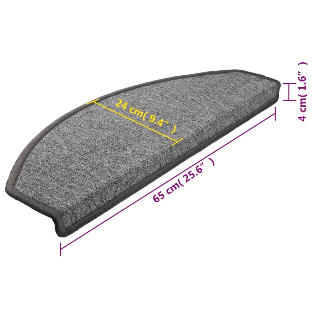 vidaXL 15 Stk. Treppenmatten Dunkelgrau 65 x 24 x 4 cm