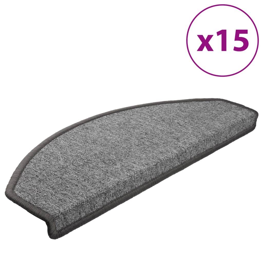 vidaXL 15 Stk. Treppenmatten Dunkelgrau 65 x 24 x 4 cm