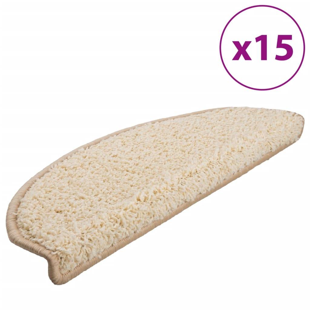vidaXL Treppenmatten 15 Stk. Creme 65x21x4 cm