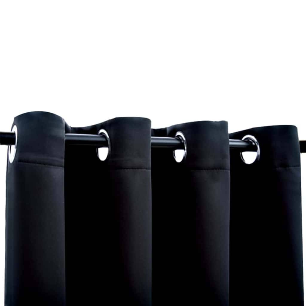 vidaXL Verdunkelungsvorhänge mit Metallösen 2 Stk. Schwarz 140x175 cm