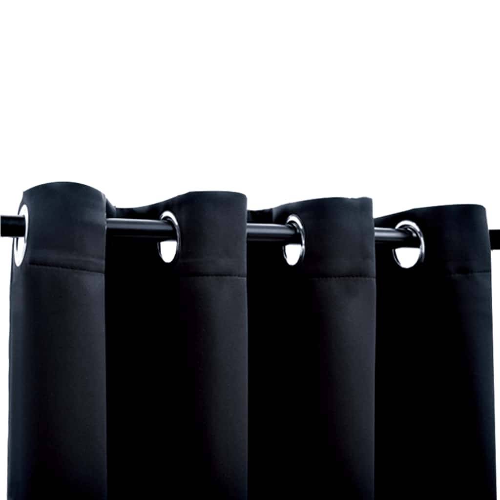 vidaXL Verdunkelungsvorhänge mit Metallösen 2 Stk. Schwarz 140x225 cm