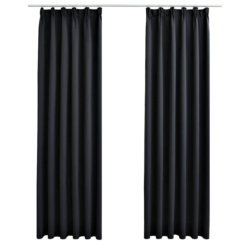 vidaXL Verdunkelungsvorhänge mit Haken 2 Stk. Schwarz 140x245cm