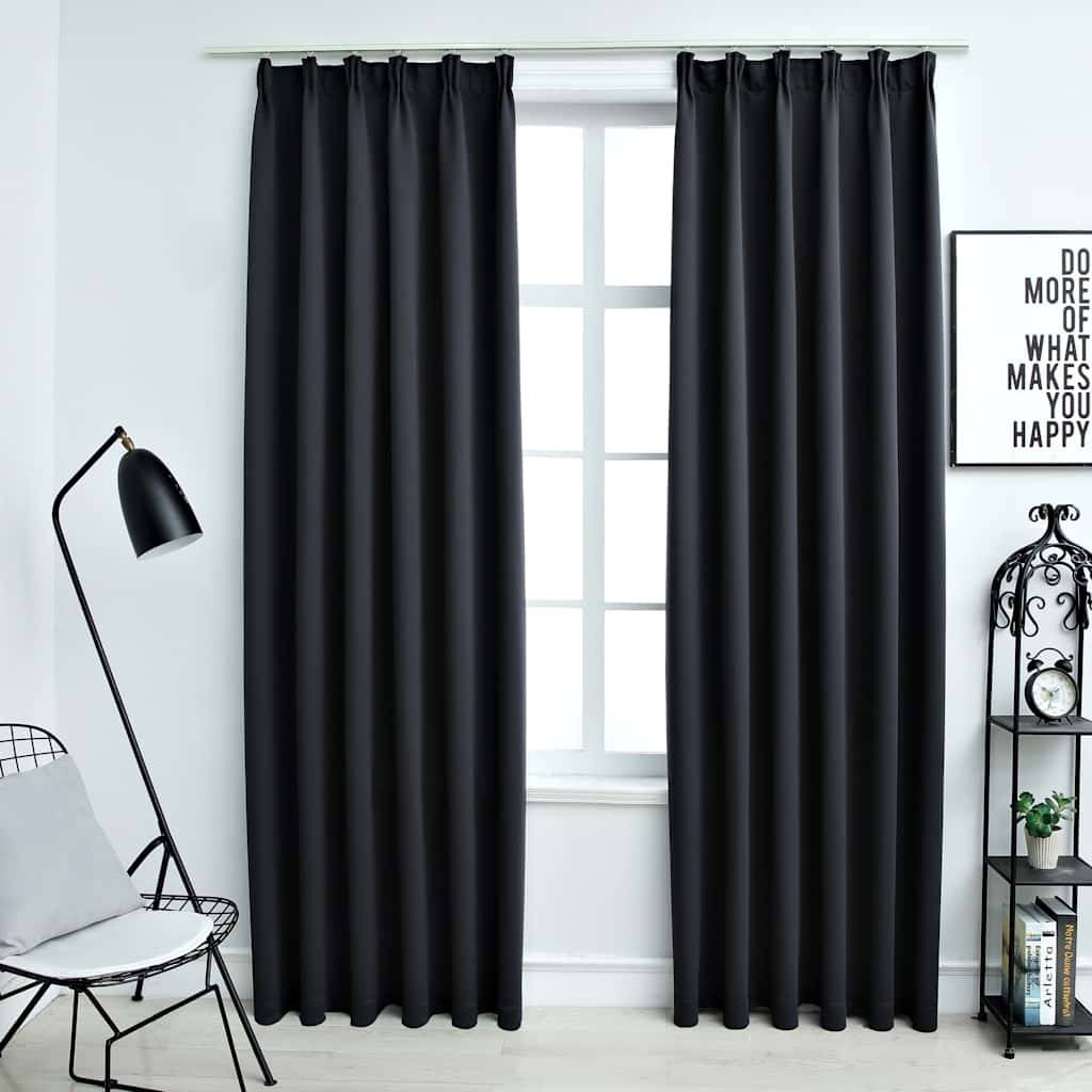 vidaXL Verdunkelungsvorhänge mit Haken 2 Stk. Schwarz 140x225cm