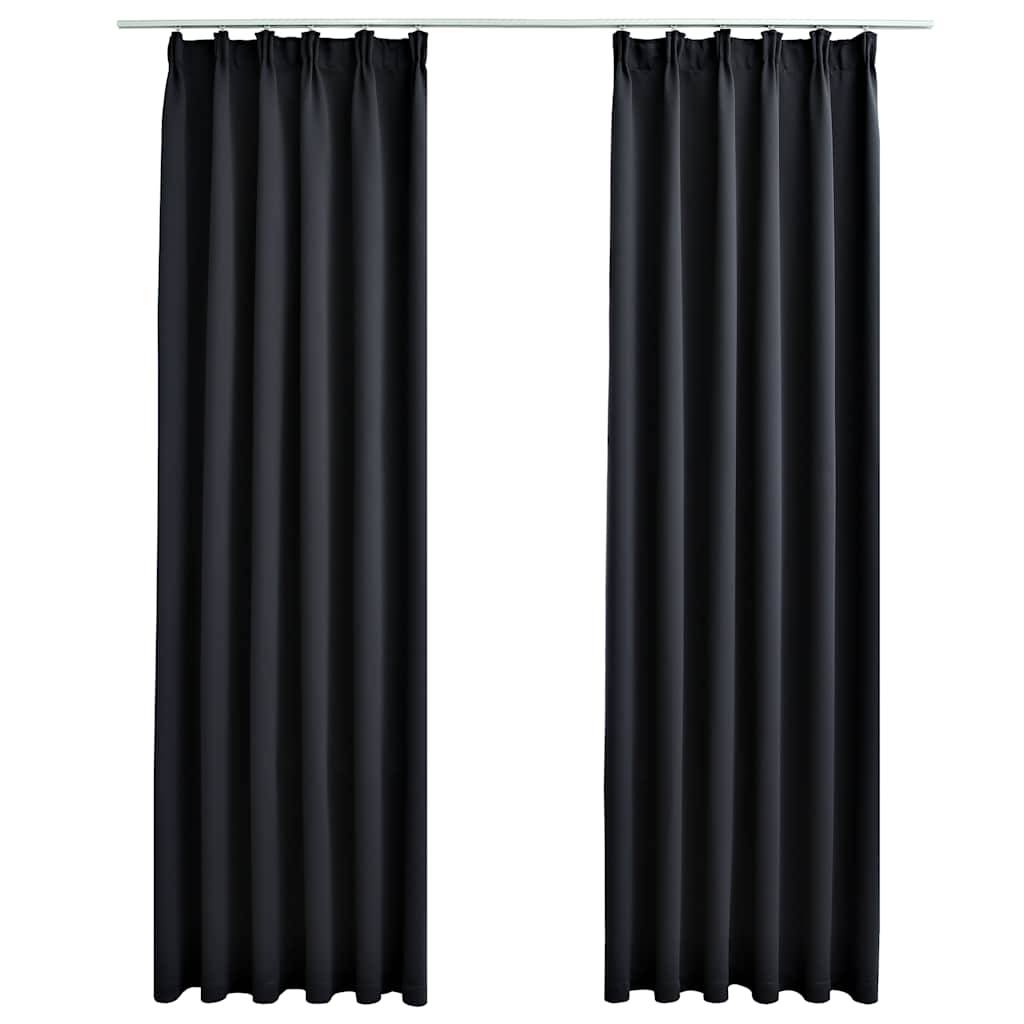 vidaXL Verdunkelungsvorhänge mit Haken 2 Stk. Schwarz 140x225cm