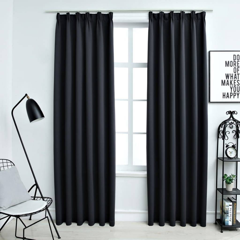 vidaXL Verdunkelungsvorhänge mit Haken 2 Stk. Schwarz 140x245cm
