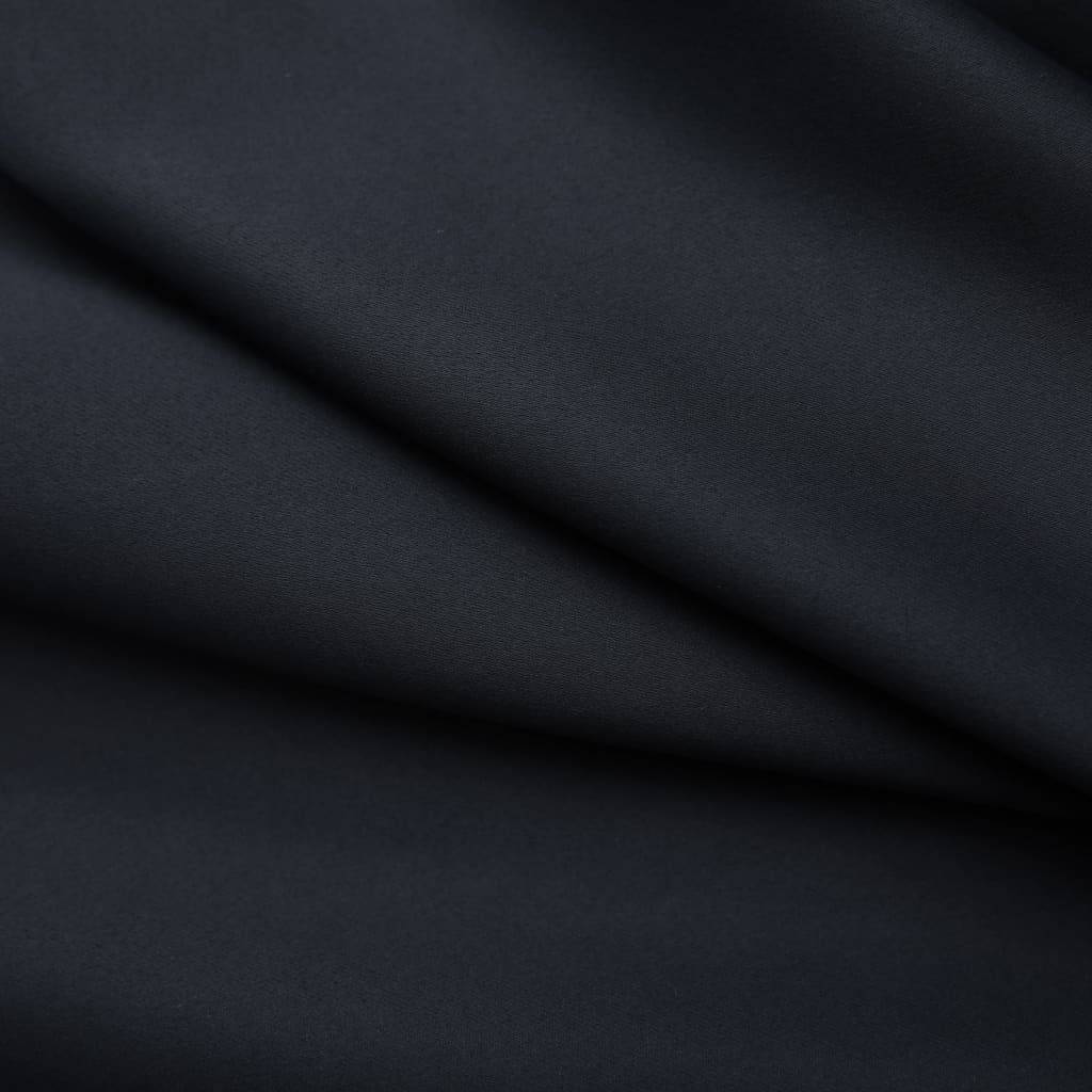 vidaXL Verdunkelungsvorhänge mit Haken 2 Stk. Schwarz 140x175cm