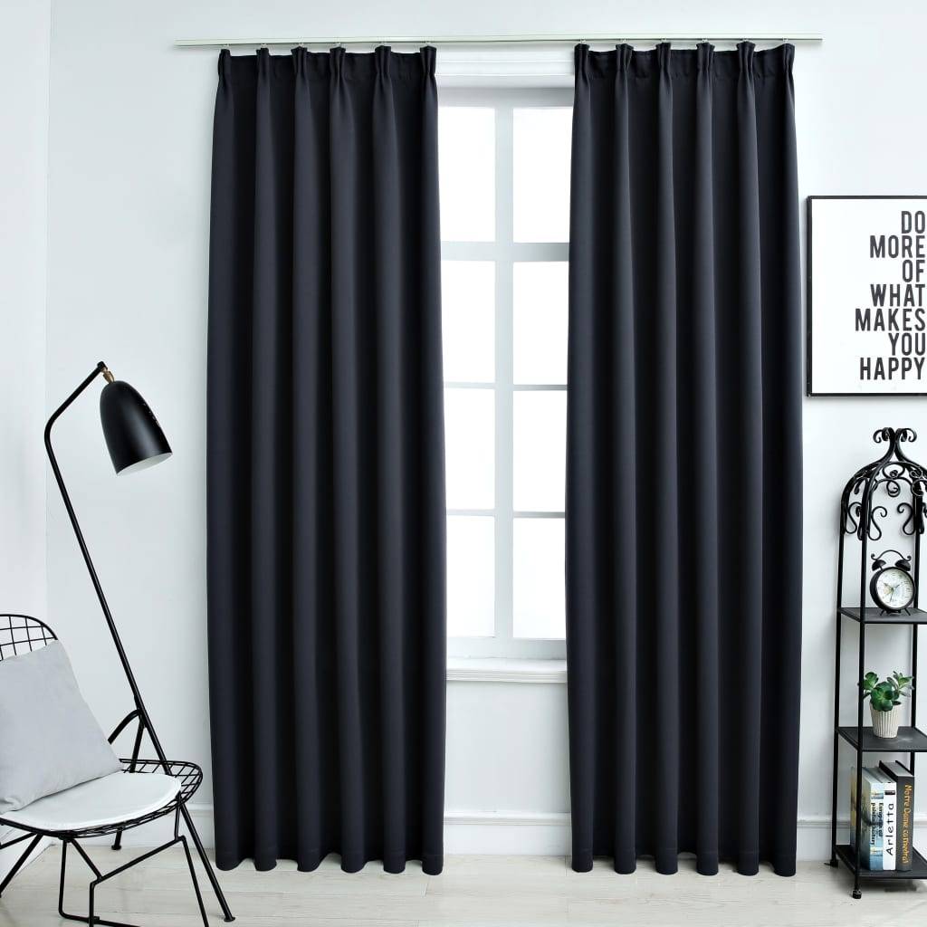 vidaXL Verdunkelungsvorhänge mit Haken 2 Stk. Anthrazit 140x225cm