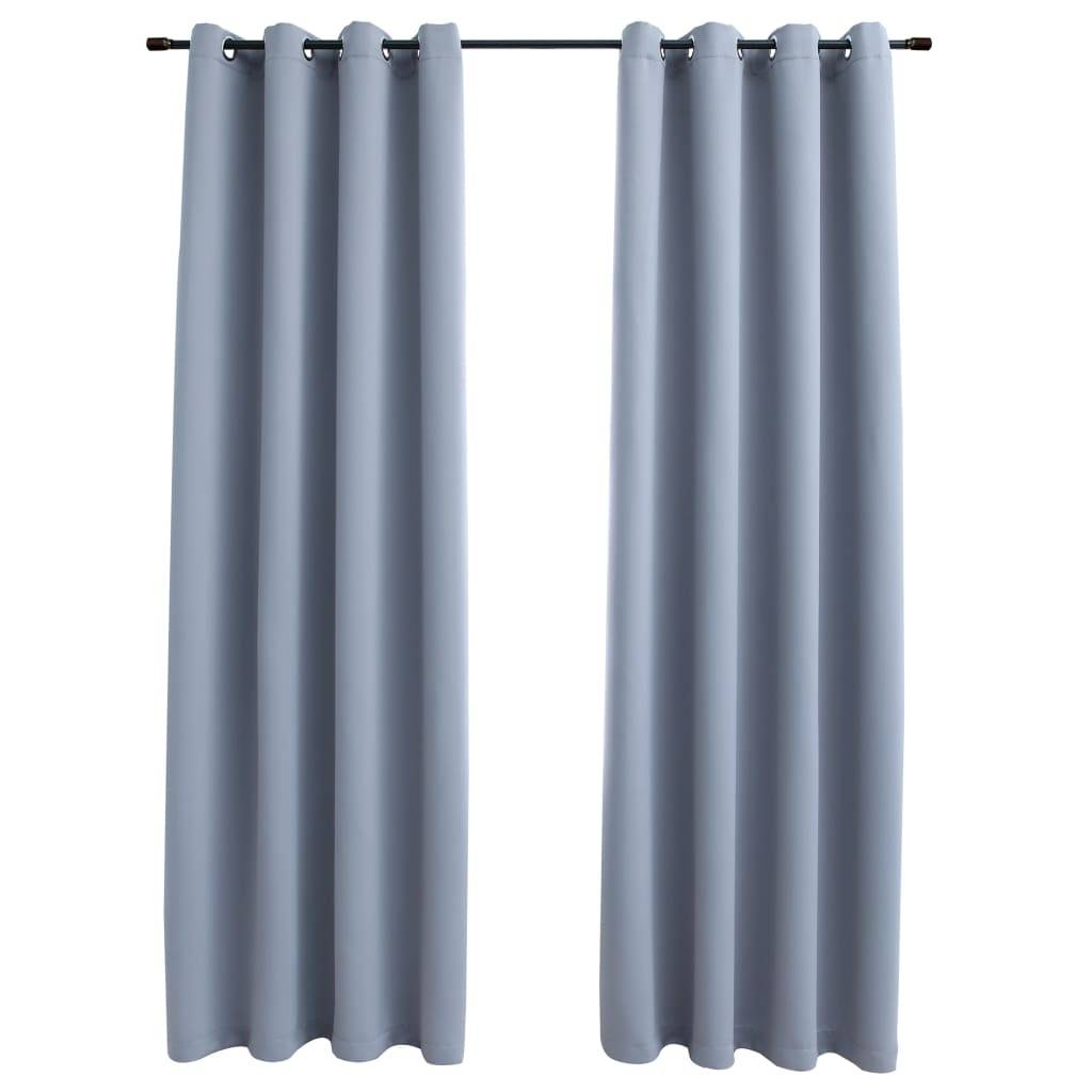 vidaXL Verdunkelungsvorhänge mit Metallösen 2 Stk. Grau 140x245cm