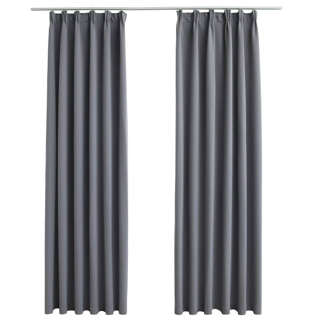 vidaXL Verdunkelungsvorhänge mit Haken 2 Stk. Grau 140x175cm