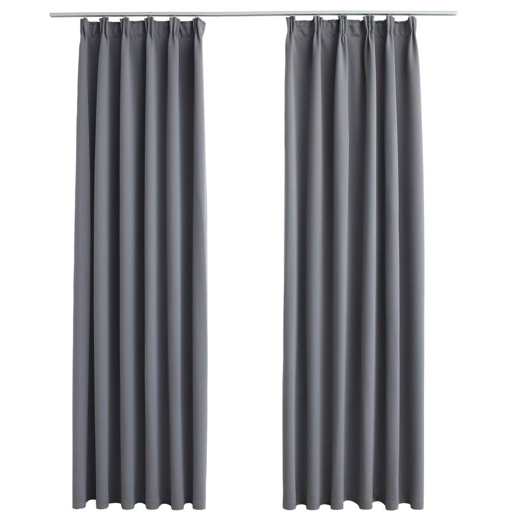 vidaXL Verdunkelungsvorhänge mit Haken 2 Stk. Grau 140x245cm