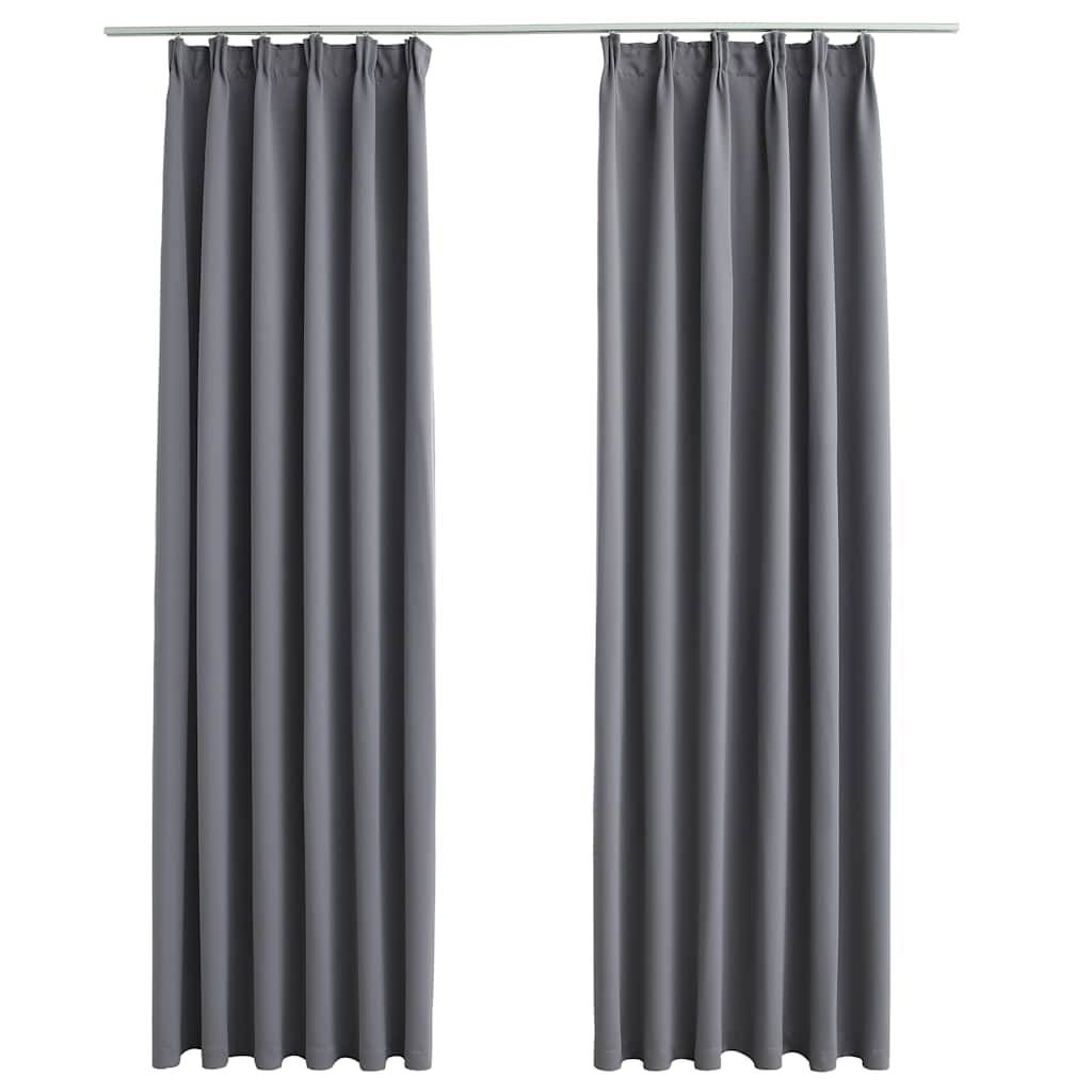 vidaXL Verdunkelungsvorhänge mit Haken 2 Stk. Grau 140x225cm