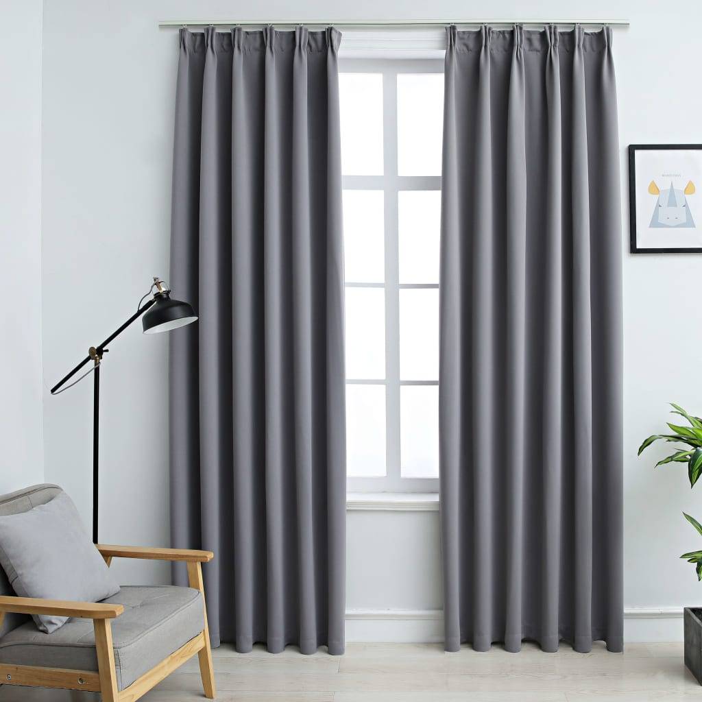 vidaXL Verdunkelungsvorhänge mit Haken 2 Stk. Grau 140x245cm