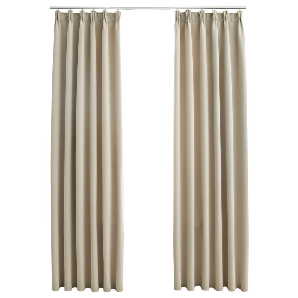 vidaXL Verdunkelungsvorhänge mit Haken 2 Stk. Beige 140x245cm
