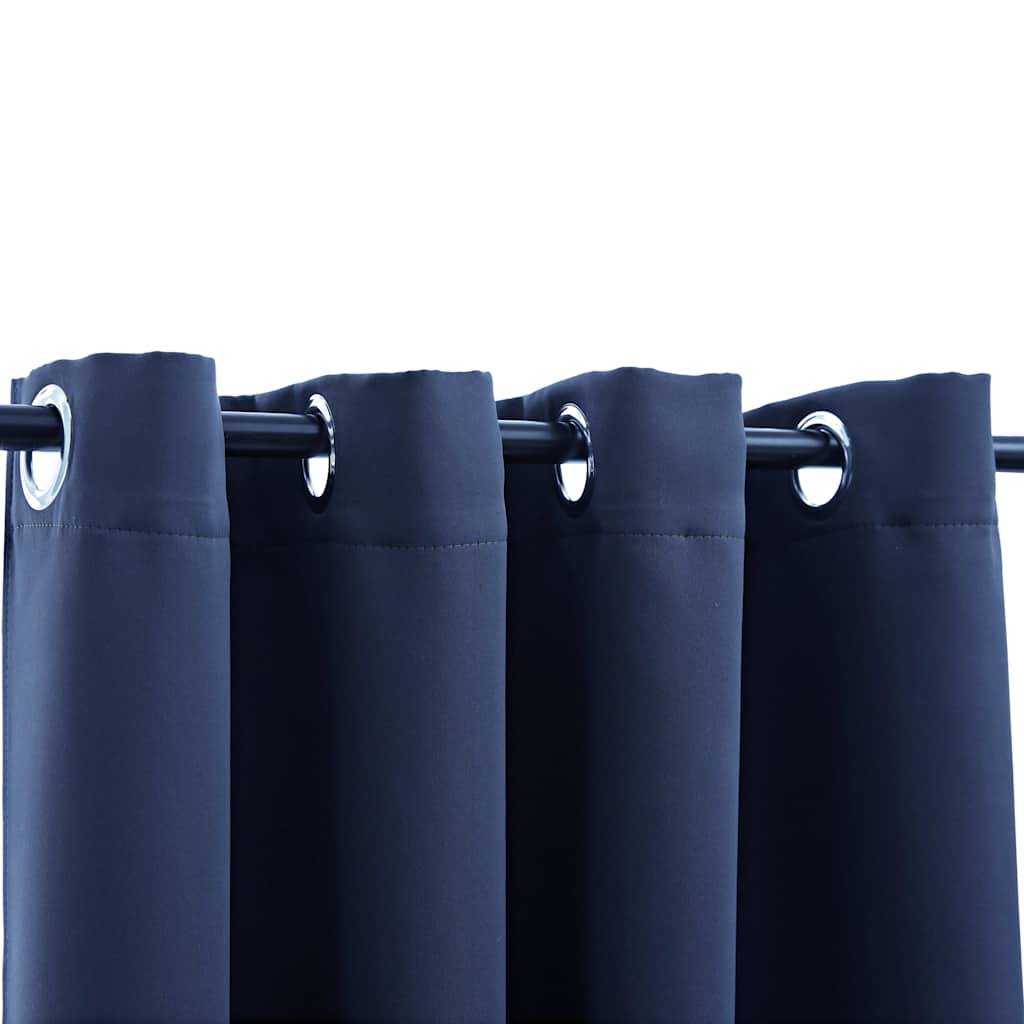 vidaXL Verdunkelungsvorhänge mit Metallösen 2 Stk. Blau 140x175 cm