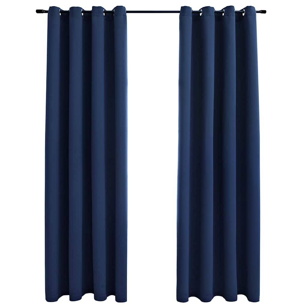 vidaXL Verdunkelungsvorhänge mit Metallösen 2 Stk. Blau 140x175 cm