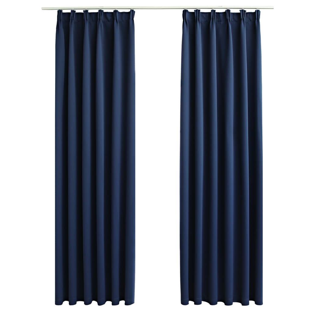vidaXL Verdunkelungsvorhänge mit Haken 2 Stk. Blau 140x245cm