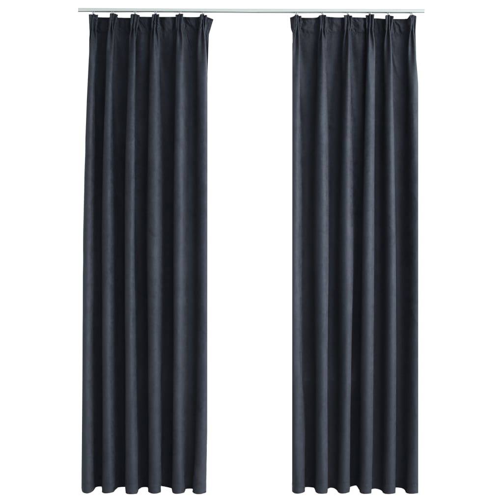 vidaXL Verdunkelungsvorhänge mit Haken 2 Stk. Anthrazit 140x175 cm