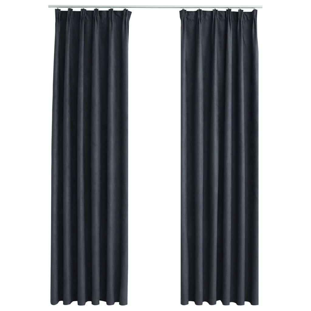 vidaXL Verdunkelungsvorhänge mit Haken 2 Stk. Anthrazit 140x225 cm