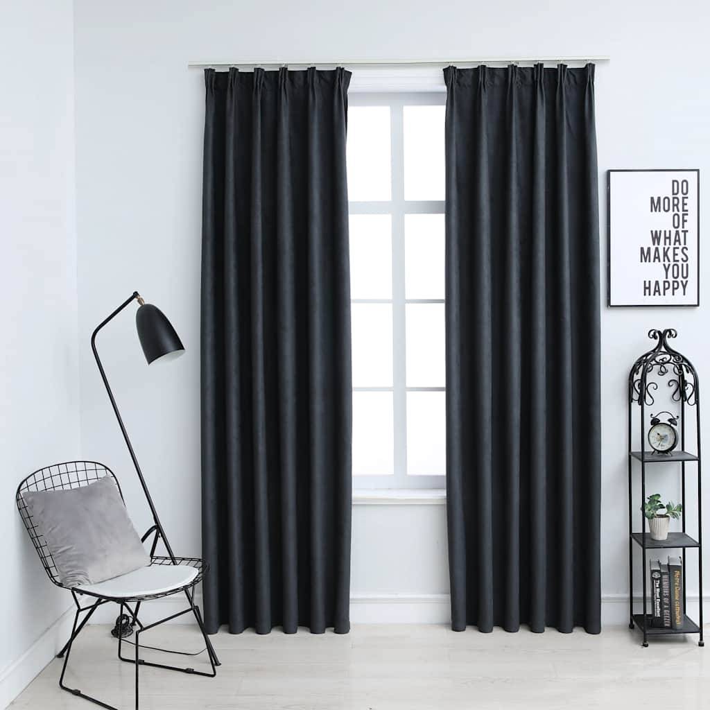 vidaXL Verdunkelungsvorhänge mit Haken 2 Stk. Anthrazit 140x245 cm