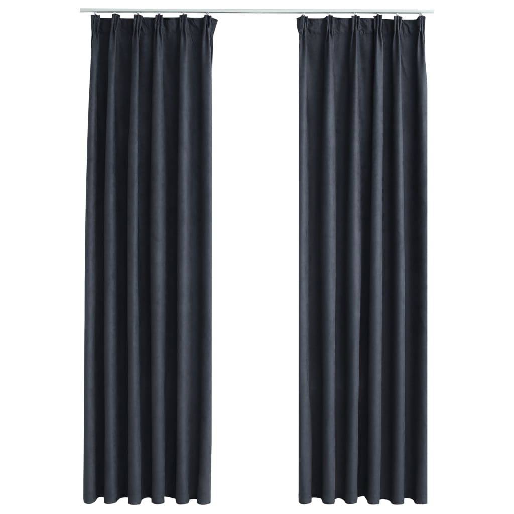 vidaXL Verdunkelungsvorhänge mit Haken 2 Stk. Anthrazit 140x245 cm
