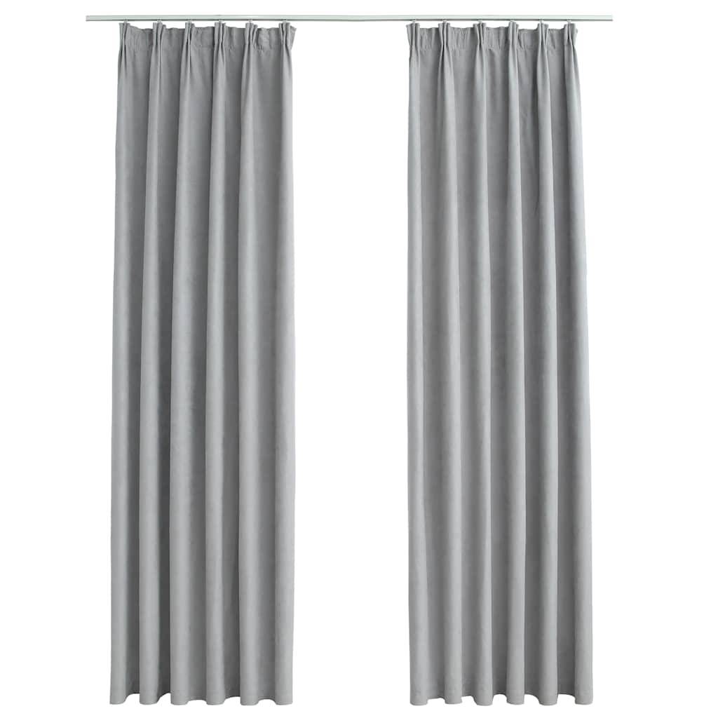 vidaXL Verdunkelungsvorhänge mit Haken 2 Stk. Grau 140x175 cm