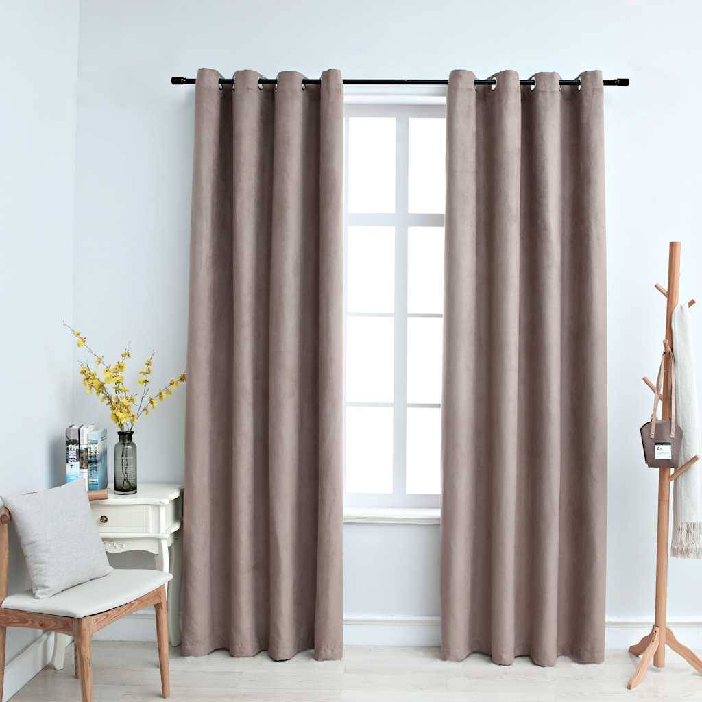 vidaXL Verdunkelungsvorhänge mit Metallösen 2 Stk. Taupe 140x245 cm