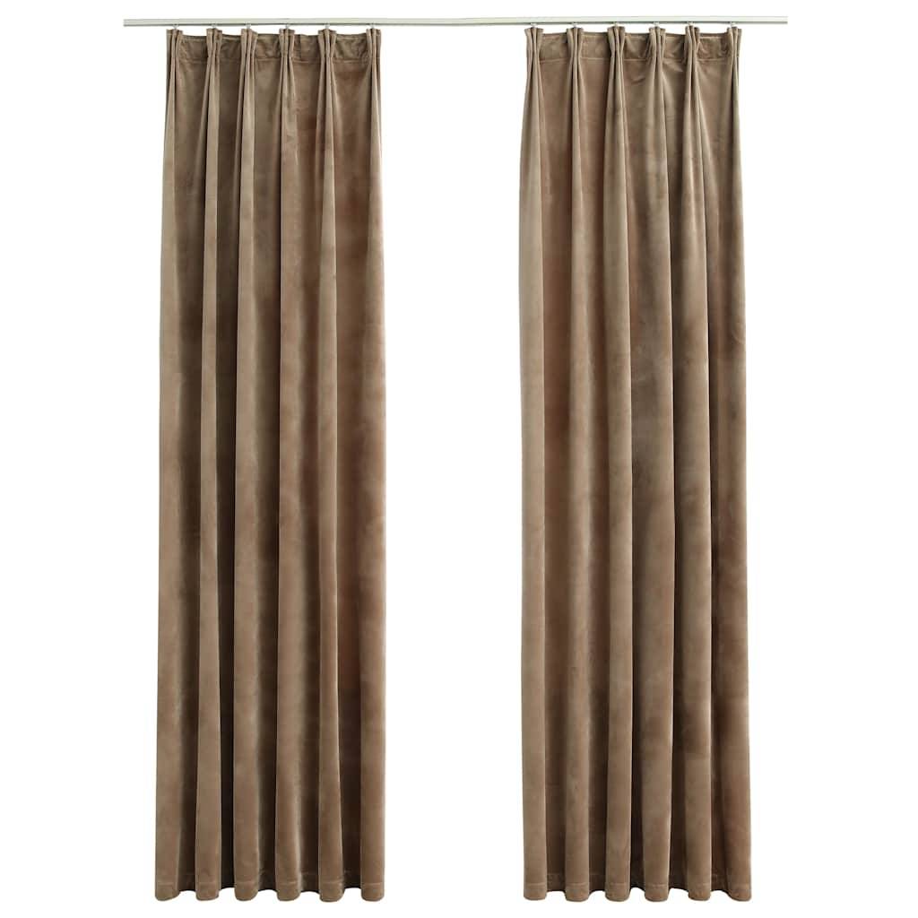 vidaXL Verdunkelungsvorhänge mit Haken 2 Stk. Samt Beige 140x225 cm