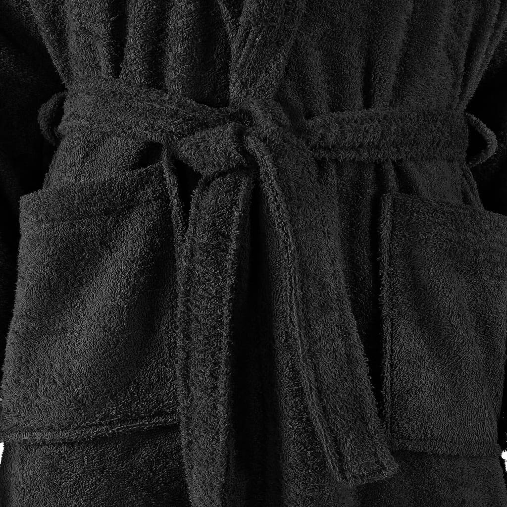 vidaXL Frottee-Bademantel Unisex 100 % Baumwolle Schwarz L