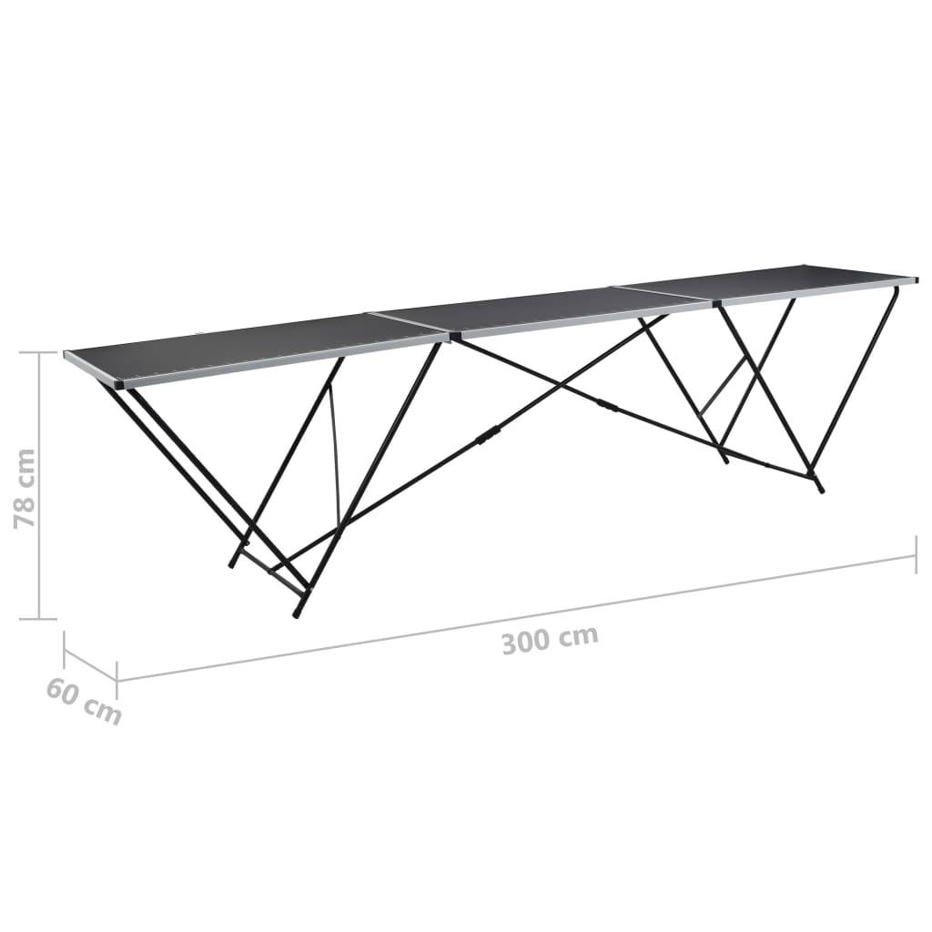 vidaXL Tapeziertisch Klappbar MDF und Aluminium 300×60×78 cm
