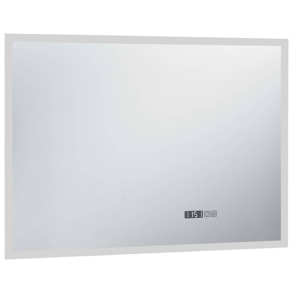 vidaXL LED-Badspiegel mit Berührungssensor und Zeitanzeige 100x60 cm