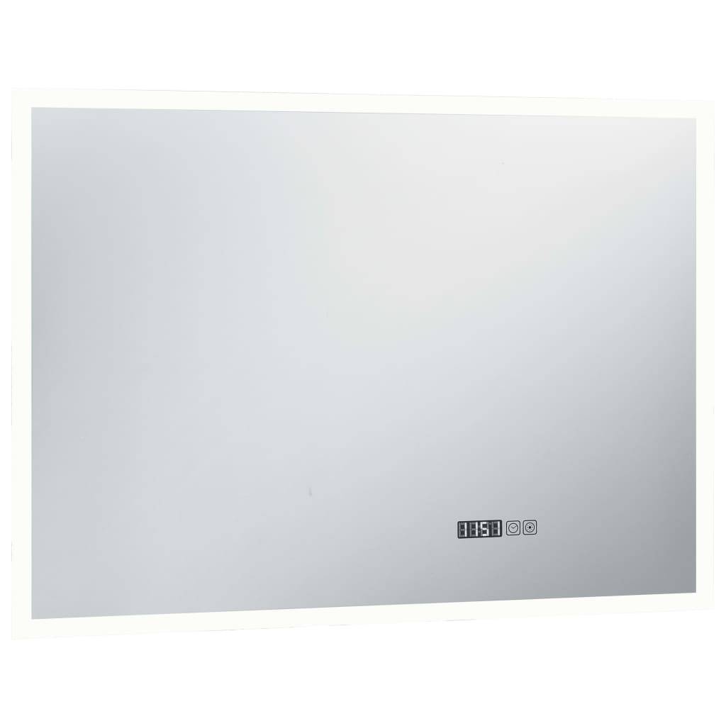 vidaXL LED-Badspiegel mit Berührungssensor und Zeitanzeige 100x60 cm