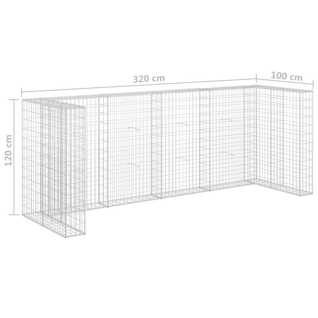 vidaXL Gabionenwand für Mülltonnen Verzinkter Stahl 320×100×120 cm