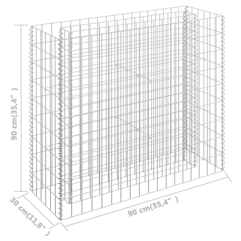 vidaXL Gabionen-Hochbeet Verzinkter Stahl 90×30×90 cm