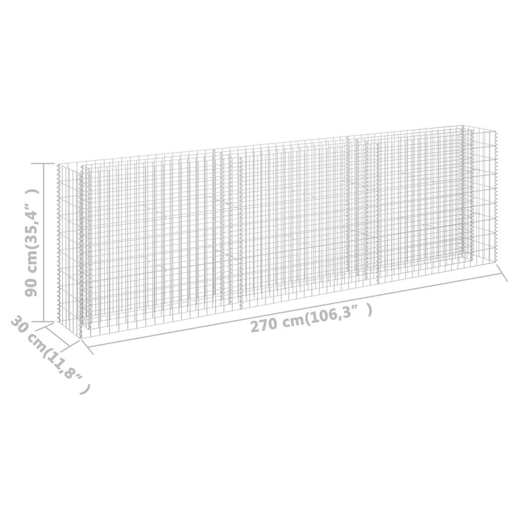 vidaXL Gabionen-Hochbeet Verzinkter Stahl 270 x 30 x 90 cm