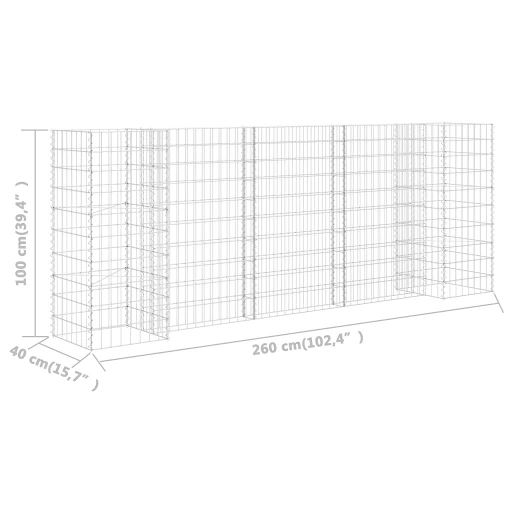 vidaXL H-förmiger Gabionen-Pflanzkorb Stahldraht 260x40x100 cm