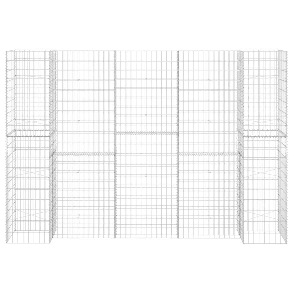 vidaXL H-förmiger Gabionen-Pflanzkorb Stahldraht 260x40x200 cm
