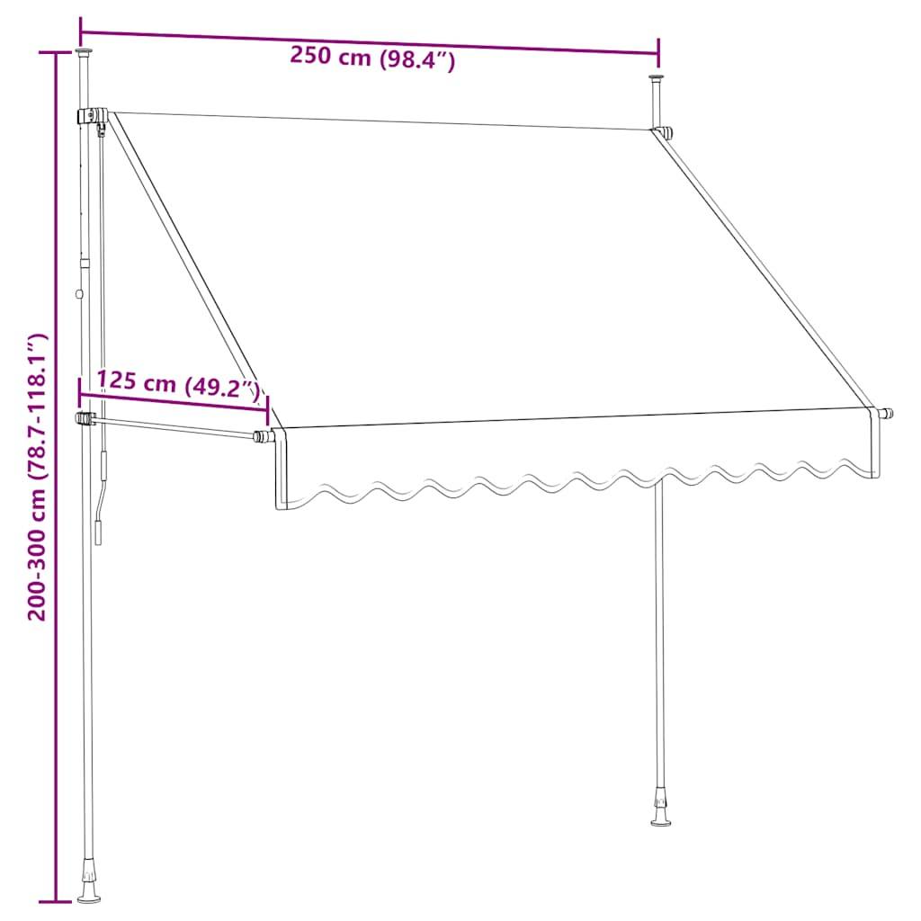 vidaXL Einziehbare Markise Handbetrieben 250 cm Orange und Braun