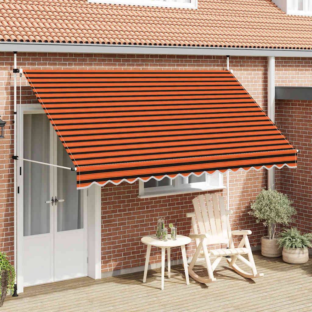vidaXL Einziehbare Markise Handbetrieben 350 cm Orange und Braun